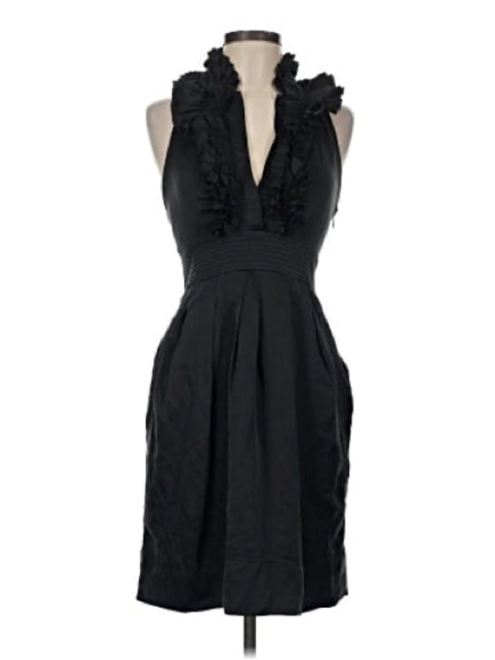 BCBGMaxAzria Black Ruffled Halter Midi Dress